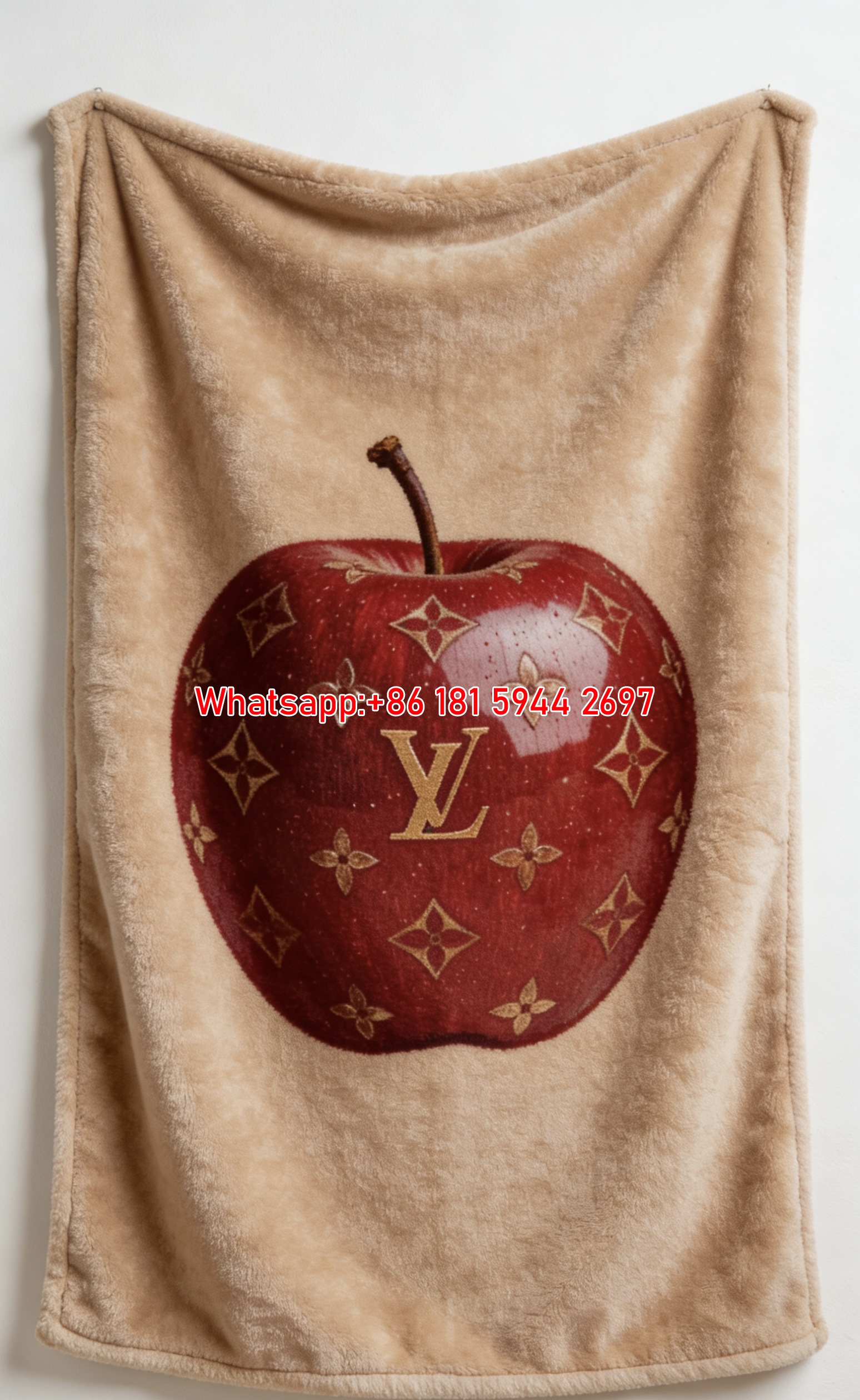 Luxury LV Apple Print Flannel Throw Blanket 251